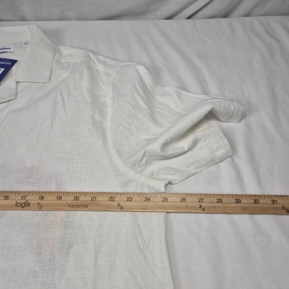 Caribbean Men' Shirt Size XLT Tall Linen Blend Short Sleeve button Up White (39) - Picture 8 of 12